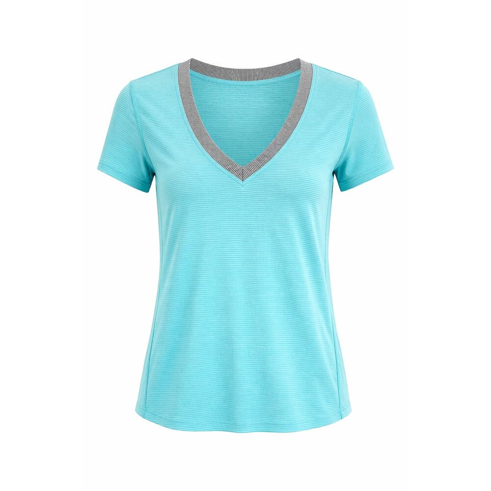 Lululemon Aqua V-Neck Athletic Tee